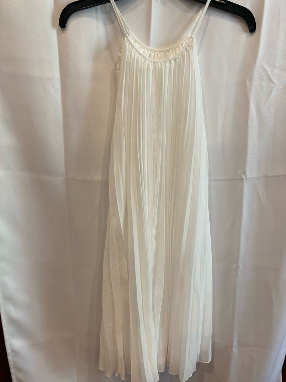 Pleated White Halter Dress - Picture 2 of 3